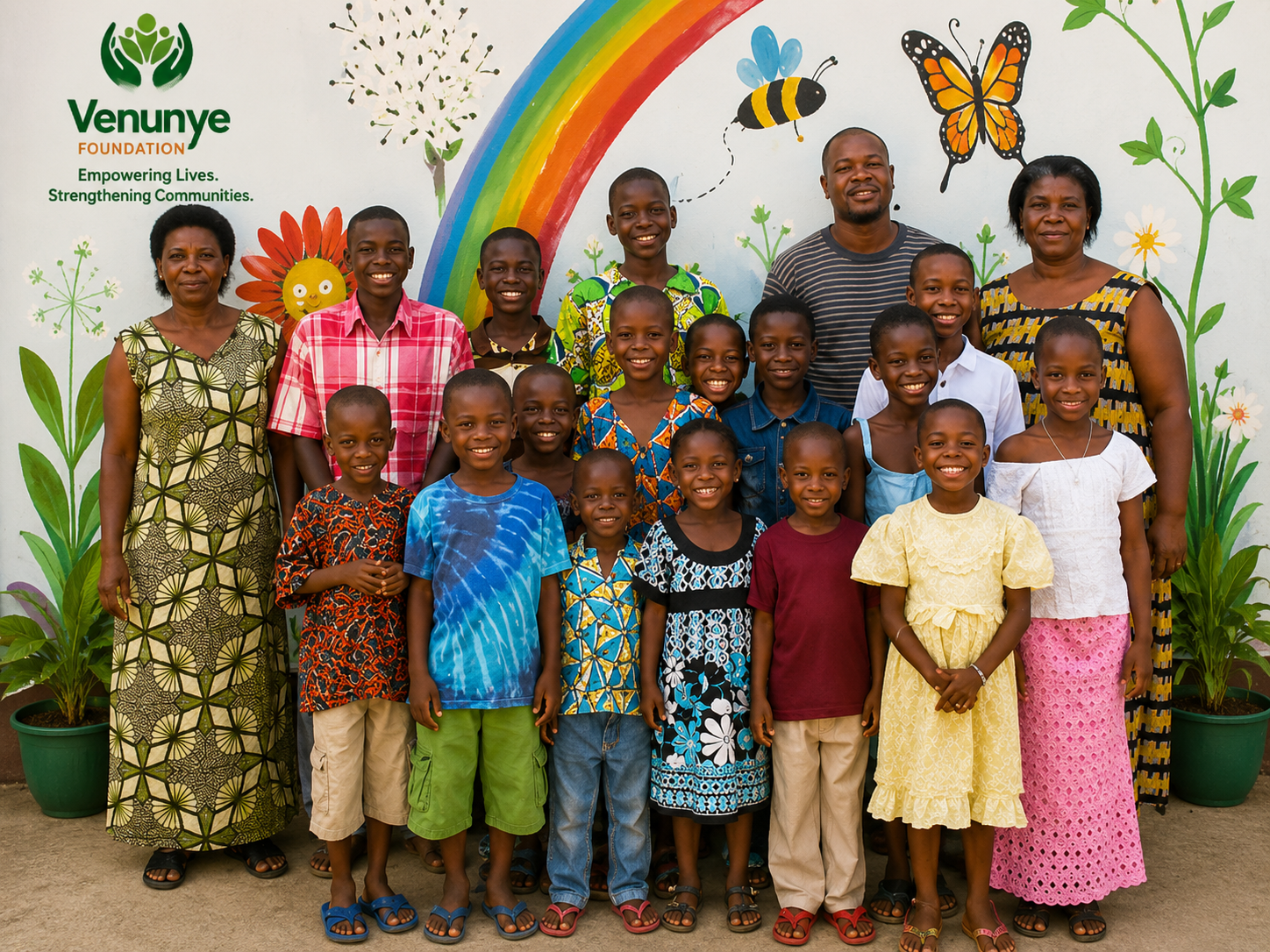 Happy children learning together in Ghana
